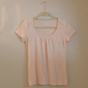 Ann Taylor LOFT Pale Pink Shirt w/ Lace Accents